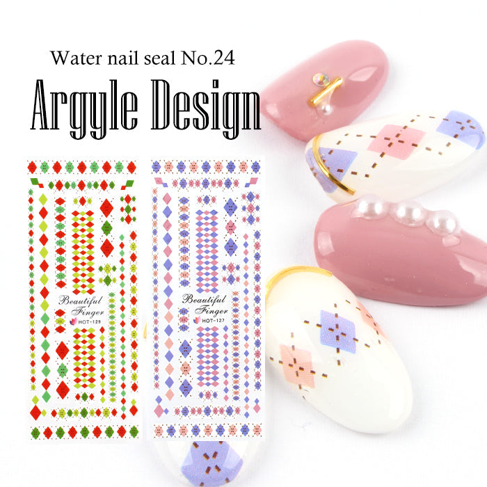 ウォーターネイルシール[24]アーガイルデザインシール – petitprice