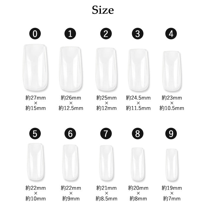 スクエアロング】クリアサンプルチップ大容量パック | ネイルチップ