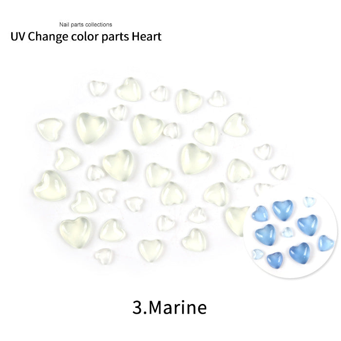 UVチェンジカラーパーツ【ハート】| ジェルネイル ネイルパーツ セルフ